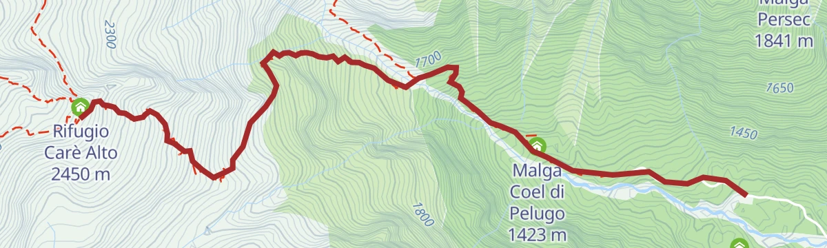 Route map: Val di Borzago - La Via delle Valli